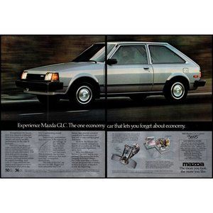 1983 Mazda GLC Hatchback 2 Page Vintage Print Ad Time Lapse Highway Wall Art
